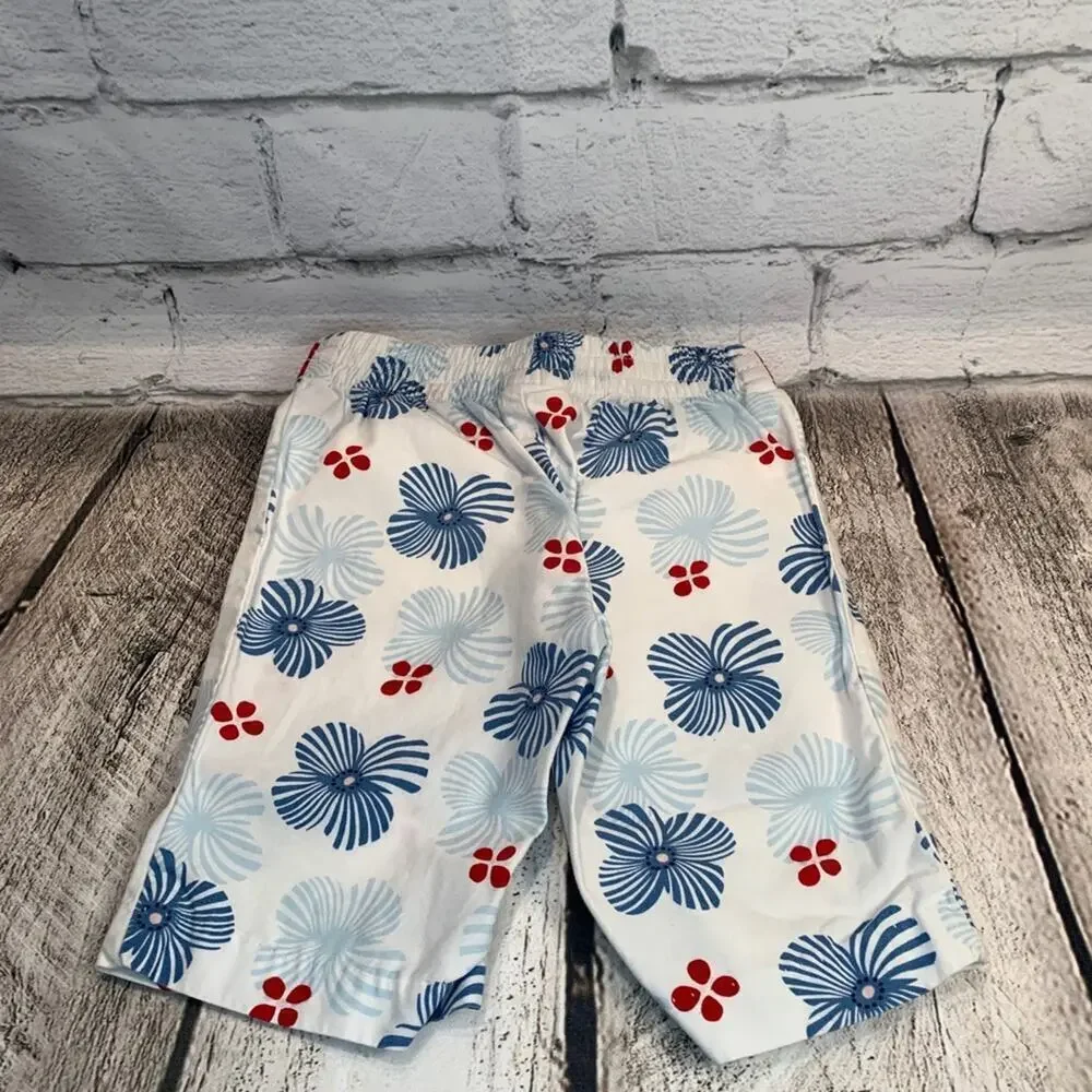 JANIE AND JACK Girl’s Red/White/Blue Flowered Bermuda Shorts / Size: 3-6 Months